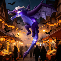 Figurine gonflable de dragon d'intérieur personnalisée pour Halloween avec lumières LED, chevalier en vol suspendu, style américain, décorative