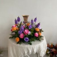 Arrangement de fleurs artificielles bleu rose rouge orange, bouquet de roses mélangées, centre de table de mariage, décoration de fête, décoration de la maison