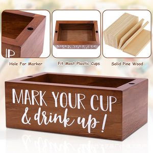 Wooden Cup Storage Box Rectangular Solid Color Covered Standing Type For Party Drink Bar - Product Image 2
