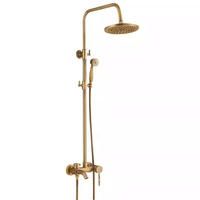 Ensemble de douche en laiton de style européen, finition brossée moderne, robinet de salle de bain de luxe avec barre coulissante, montage mural, eau chaude et froide