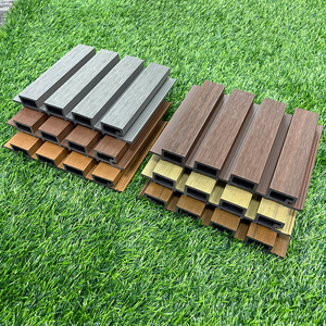 Co đùn ngoài trời phong cách hiện đại bên ngoài tấm tường phẳng <span class=keywords><strong>Walnut</strong></span> màu capped trang trí WPC Ốp cho khách sạn Công viên nhà - Product Image 3