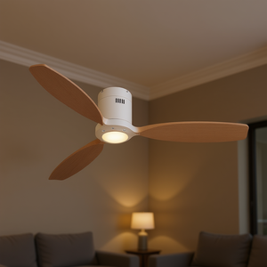 Ventilateur de plafond intérieur de 52 pouces avec 3 pales en bois, télécommande, moteur DC, lumière, usage domestique - Product Image 2