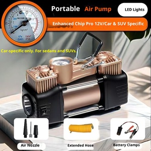 Vente flash - Compresseur d'air portable 12V - Pompe à gonfler les pneus de voiture à double cylindre haute pression avec lumière LED - Vente en gros - Product Image 1