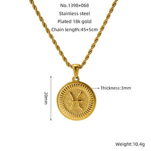 Superventas 12 <span class=keywords><strong>signo</strong></span> del zodiaco collar 18K oro impermeable Acero inoxidable <span class=keywords><strong>signo</strong></span> del zodiaco colgante collar <span class=keywords><strong>para</strong></span> regalo - Product Image 6