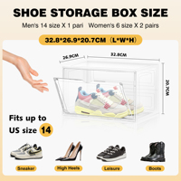 Boîte à chaussures transparente DAYOOH en plastique empilable avec porte magnétique, boîte à chaussures pliable de haute qualité pour baskets