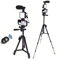 Smartphone kamera fotoğraf stüdyosu Video kayıt çevrimiçi canlı akış mikrofon LED ışık Tripod standı uzaktan deklanşör kiti