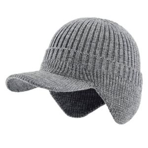 <b>Winter</b> Men's Thick Woolen <b>Hat</b> Autumn and <b>Winter</b> Outdoor Warm and Fleece Ear Knit <b>Hat</b> - Product Image 1
