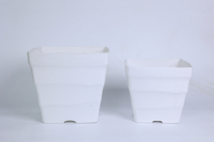 Pot de fleurs carré en plastique, grande taille 29 cm, en PP, design côtelé ondulé avec fente de drainage, directement de l'usine - Product Image 2