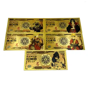 Free shipping Japanese anime Narutos 10000 yen money 24k gold plated banknote