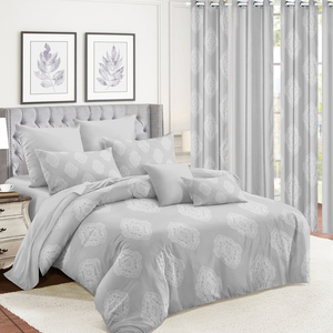 Juegos de Cama con Cortinas a Juego, Sábanas Modernas con Estampado Personalizado, Sábanas Ecológicas Tejidas 100% Poliéster, 5 Piezas - Product Image 2