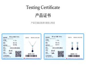 Collar y pendientes de plata de ley S925 con circonita azul en forma de lágrima: un conjunto sofisticado, discreto y elegante con bloques de color. - Product Image 3