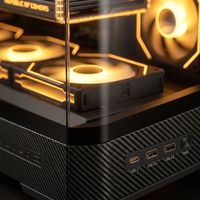 Boîtier de PC de jeu panoramique de taille moyenne, compatible Micro ATX, éclairage ARGB, panneau latéral en verre trempé, en stock