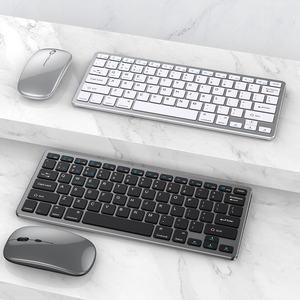 Ensemble clavier et souris sans fil rechargeable 2,4 G, clavier et souris ergonomiques minces Bluetooth pour PC portable - Product Image 1