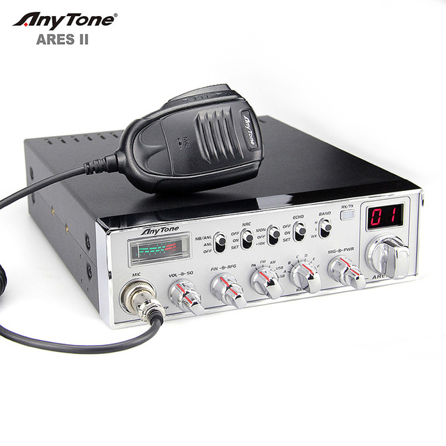 AnyTone ARES II 10 Meter Car CB Radio AM/FM/SSB 27MHz Weather Channel 50W 40/80 Channels