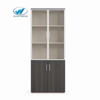 Ventes directes d'usine armoire haute classeur moderne simple patron gestionnaire bureau avec verre bande serrure bibliothèque