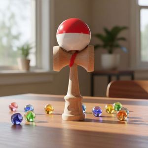 Juguete Promocional Kendama de Madera de Tamaño Estándar con Franjas de Colores y Logotipo Personalizado - Product Image 2