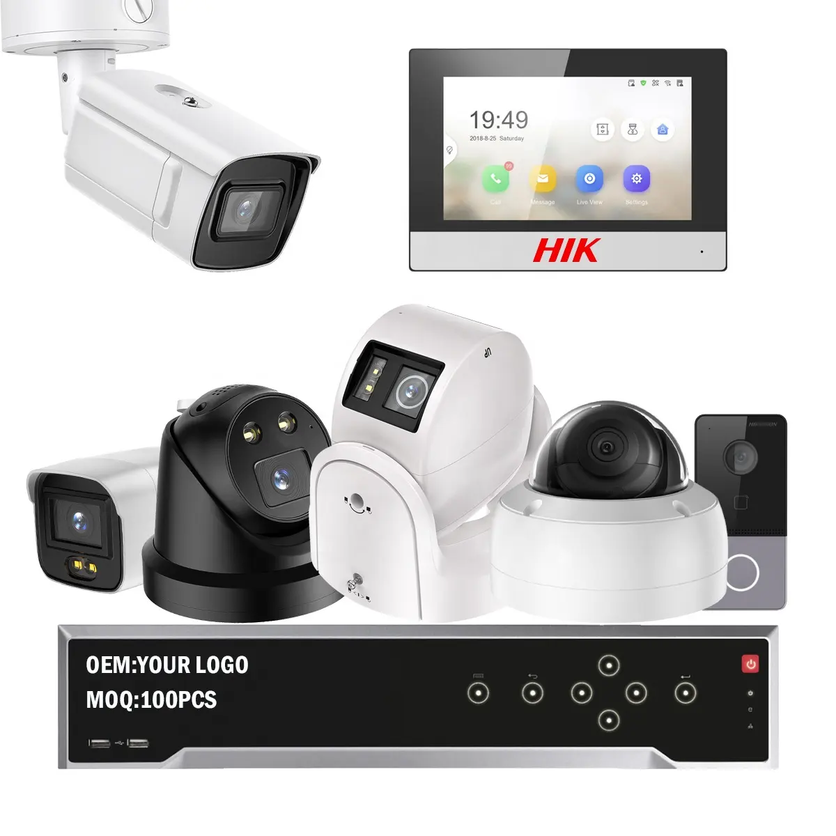 Compatibile Hikvision CCTV systems OEM 4MP 8MP 4K Ip dome bullet ptz camera poe nvr oem moq:100 pz