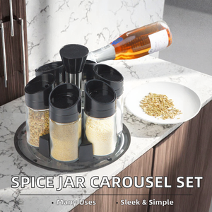 Support à épices rotatif en verre au design minimaliste, idéal pour la rentrée scolaire, pour salières et poivrières - Product Image 2