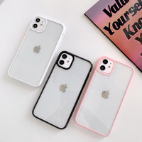 Coque de téléphone pour iPhone 12, coque arrière rigide en acrylique Transparent avec pare-choc en TPU pour iPhone 12 Pro