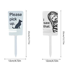 Artisanat en bois pas de signe de merde de chien avec porte-sac signe de pelouse de chien s'il vous plaît ramasser pour la cour de jardin - Product Image 6