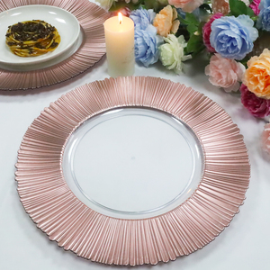 <span class=keywords><strong>Assiette</strong></span> de présentation <span class=keywords><strong>jetable</strong></span> de luxe 13 pouces en plastique durable et écologique, moderne, finition <span class=keywords><strong>rose</strong></span> doré pulvérisé, décorative pour mariage - Product Image 1