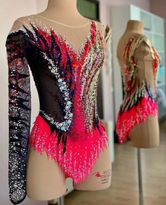 Body da Ballo a Maniche Lunghe di Alta Qualità all'Ingrosso, Vestiti da Pattinaggio Artistico per Donna e Bambina con Strass e Glitter - Product Image 1