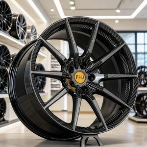 Jantes de course sportives en fibre de carbone noire personnalisées 4x98 5x108 5x112 5x130 5x114.3 5x120 5x127 pour Ferrari, Porsche, VW, BMW, Audi - Product Image 3