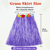 Rok Hula Hawaii 80cm Grosir, Rok Rumput Berbunga Warna-warni, Aksesoris Kostum Plastik untuk Pesta Luau Tropis dan Pertunjukan