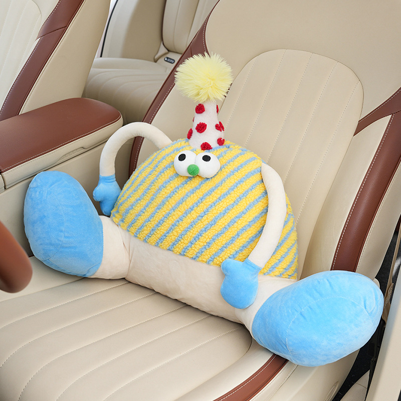 Support lombaire jaune rayé en peluche Bigfoot Monster