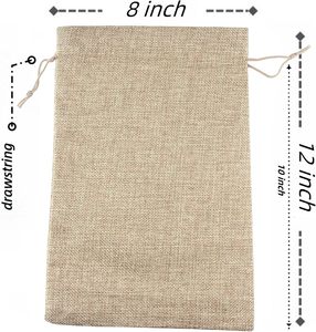 Sacchetti in Iuta Naturale con Coulisse, Sacchi in Tela Riutilizzabili con Stampa a Rilievo per Bomboniere Matrimonio, Artigianato Fai-da-te, Organizzazione Domestica, Colore Personalizzabile - Product Image 5