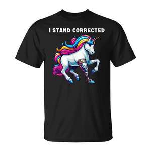 Camiseta I Stand Corrected Unicorn con diseño de pierna biónica - Product Image 1
