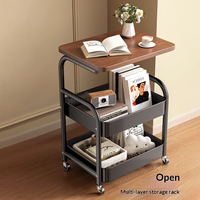 Carrito de Almacenamiento Multifuncional con Ruedas y Tablero de Mesa, Estante Metálico Móvil Pequeño para Sala de Estar
