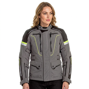 Chaqueta de Motocicleta para Hombre, Manga Larga, Transpirable, Resistente al Viento, Gris con Detalles Neón, Impresión Reflectante, Poliéster/Algodón 180g, Uso Diario - Product Image 1