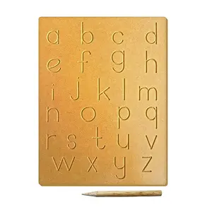 批发儿童教学语言学习木制字母跟踪绘图板教育蒙特梭利玩具
