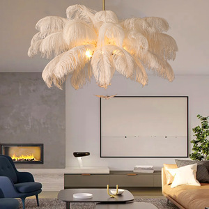 NEUE moderne, farbenfrohe Feder-Kronleuchter mit <span class=keywords><strong>LED</strong></span>-APCITL-Warmweiß-Beleuchtung, inklusive Glühbirnen, für Wohnzimmer, Schlafzimmer, Innen-Deckenleuchte - Product Image 5
