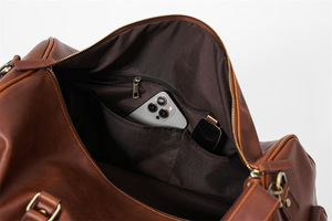 Direct Factory Supply Vintage Style Handmade PU Leather Travel Duffle Bag Trolley Luggage Bag with <b>Shoes</b> Compartment Bag - Product Image 5