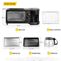 Machine à petit-déjeuner 3-en-1 Sokany avec four micro-ondes et cafetière 3-en-1 pour usage domestique, prise US