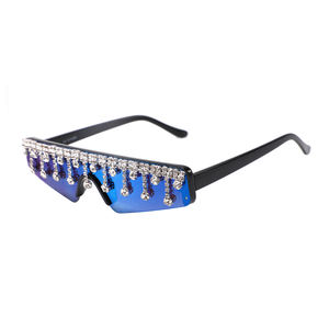 HongKang 2021 diamantes moda nuevos tonos cristal goteo gafas de sol mujeres diamantes de gran tamaño hombres gafas de sol - Product Image 6