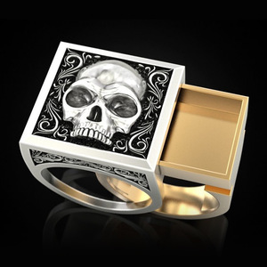 Anello da Uomo con Testa di Leone, Anello Creativo con Vano Segreto, Gioiello Punk alla Moda - Product Image 6