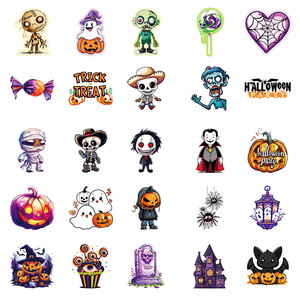 50 pezzi di giocattoli dei cartoni animati di Halloween per bambini adesivi per decorazioni <span class=keywords><strong>murali</strong></span> libro Ghost testa di zucca adesivo - Product Image 3