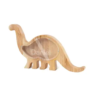 Деревянная Копилка-динозавр, персонализированная игрушка с гравировкой имени, банка для денег большой вместимости, коробочка для монет, подарок на день рождения