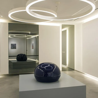 Luminaires suspendus ronds en acrylique doré de luxe pour salon, avec LED à intensité variable pour la maison