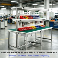 Table d'atelier industrielle Weizhi, banc de travail pour ligne de production, table d'assemblage avec éclairage