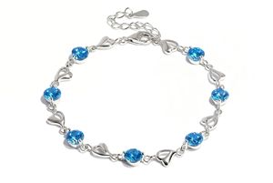 Bracelet en argent sterling S925 avec zircon bleu en forme de cœur, bijou de main raffiné et unique pour femme, idéal pour le quotidien, les rendez-vous et les cadeaux de fêtes - Product Image 5
