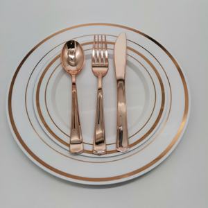 150 PCS <span class=keywords><strong>Set</strong></span> Peralatan Makan Plastik Mewah dengan Peralatan Makan Sekali Pakai untuk Penggunaan di Rumah - Product Image 2