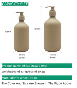 Produits écologiques, flacon de shampooing en plastique biodégradable, flacon cosmétique compostable en <span class=keywords><strong>paille</strong></span> de blé - Product Image 2