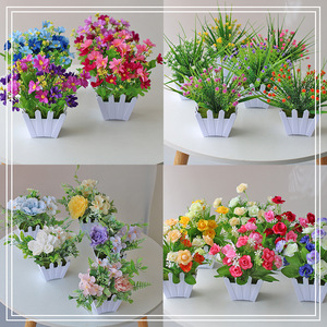 Décoration de jardin Bunga, petites fleurs artificielles, <span class=keywords><strong>bonsaï</strong></span> vert dans un pot en forme de clôture - Product Image 3