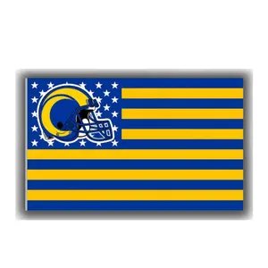 Großhandel blau gelb banner-Los Angeles Rams Fußballstar Strip Fan Flagge 90x150cm 3 x5ft blau gelb Banner