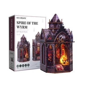 IIECREATE Kit de <span class=keywords><strong>puzzle</strong></span> 3D en bois éducatif DIY SL-42 Dragon Book Nook pour adultes - Product Image 6