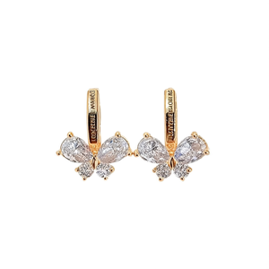 Pendientes de Mariposa Tipo Huggie con Cristales y Diamantes de Imitación, Chapados en Oro de 18K, para Uso Diario, de Lujo para Mujer - Product Image 1